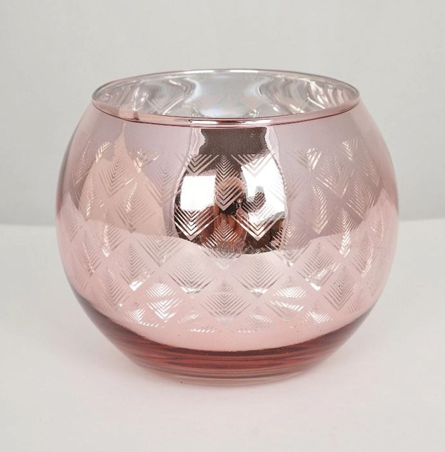 Подсвечник из стекла d10*h8,5см светло-розовый