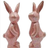 Сувенир Заяц керамика 6*5 h12,5см розовый