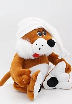 Мягкая игрушка Кот Балунс шариками для мелкой моторики белый колпак 22см