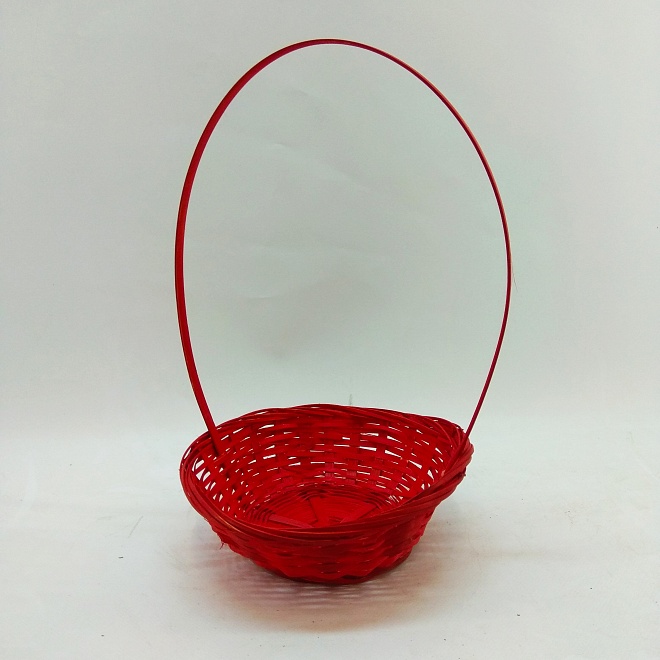 Корзина (бамбук) d19*h5*hh31см круг красный