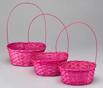 Корзина (бамбук) d27*21*h10*hh38см овал розовый