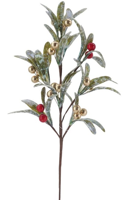 Ветка декоративная с ягодами и листиками h33см 