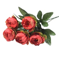 Пион в букете искусственная 6 голов h30см красный