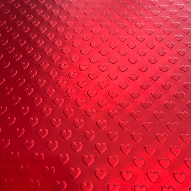 Пленка металл 58*58см "Сердечки 3D" 10 листов бордо