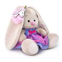 Мягкая игрушка Зайка Ми в платье с единорогом на ушке (малыш) h15см 