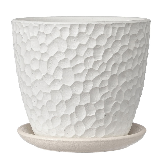Горшок Бутон Манго d30 h27,8см 13л с поддоном бетон белый