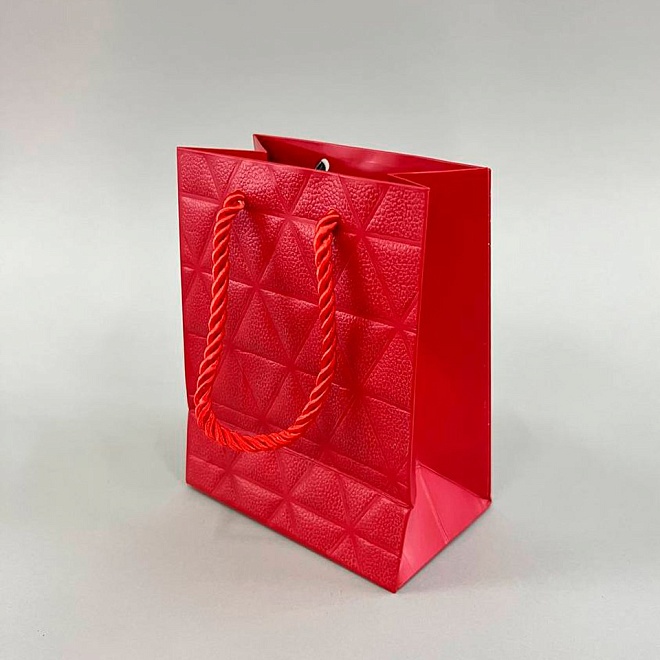 Пакет подарочный 12*15*7см красный 