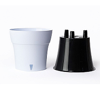 Горшок Дали Софт d13,5 h12,5см 1,2л с вкладкой пластик белый/черный