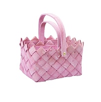 Корзина плетеная (секвойя) d15,5*13* h11*hh20см прямоугольник розовый