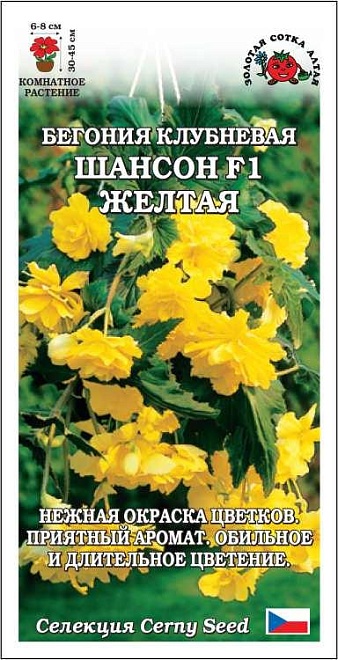 Бегония клубневая ампельная Шансон F1 желтая 5шт /ЗС