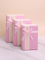 Коробка подарочная 21*14*8см бант розовый микс