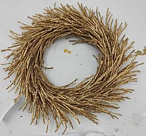 Венок декоративный из ротанга с глиттером d38см золотой