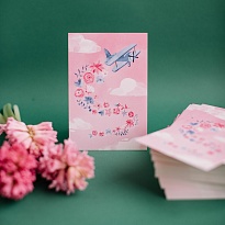 Мини-открытка Цветочный самолет 5шт