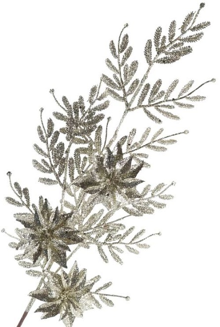 Ветка декоративная с глиттером h65см шампань