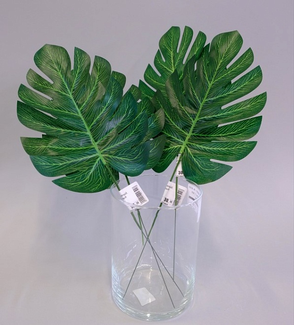 Лист искусственный, монстера, зеленый
