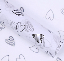 Тишью 50*70см Сердца 20л белый с черным