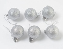 Набор пластиковых шаров 4см 6шт серебряный