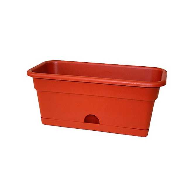 Ящик балконный ДАР 80*20 h17см 16л с поддоном пластик терракотовый