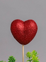 Вставка Сердце с глиттером 6,5*30см красный