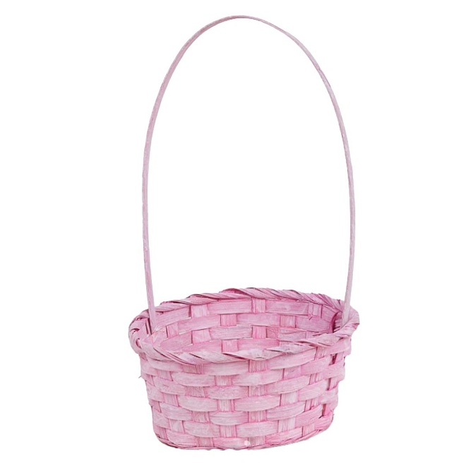 Корзина (бамбук) d19*h9*hh32см круг розовый