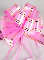 Бант шар 32мм с золотой полосой розовый