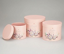 Коробка шляпная История любви d20*h17,2см розовый