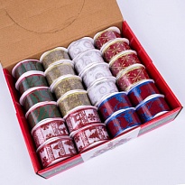 Лента декоративная НГ 3,8см*270см Новогодний микс