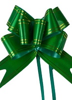 Бант бабочка 50мм с золотой полосой зеленый