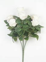 Розы в букете, искусственные, 7 голов, h52см, белый