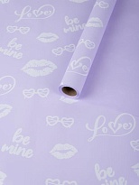 Пленка матовая 58см*10м 65мкр Поцелуй пастельно-сиреневый  