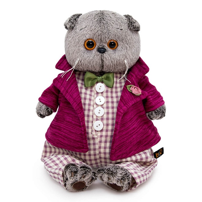 Мягкая игрушка Басик в комбинезоне и пиджаке h22см