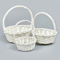 Корзина (ива) d29*h12*hh30см круг белый
