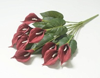 Каллы в букете искусственные 9 голов h50см красный 