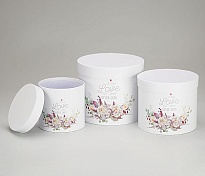 Коробка шляпная История любви d14*h12,6см белый