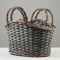 Корзина плетеная (ива) d39*25*h19*24*hh33 овал серый