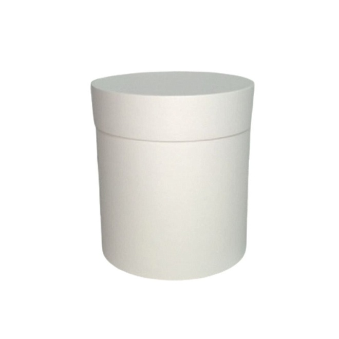 Коробка шляпная с крышкой d20*h20см матовый белый