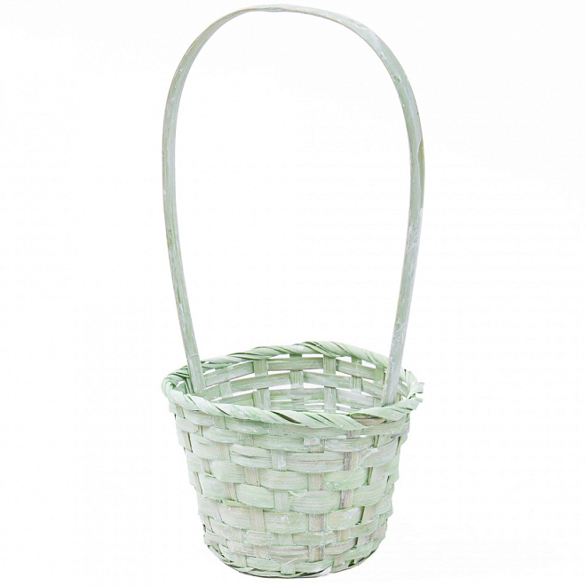 Корзина (бамбук) d13*h9,5*hh28см круг зеленый светлый
