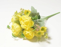 Пион в букете искусственный 4 головы h30см желтый