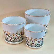 Горшок Бутон Роспись Прованс d18 h18см 3,2л с поддоном керамика