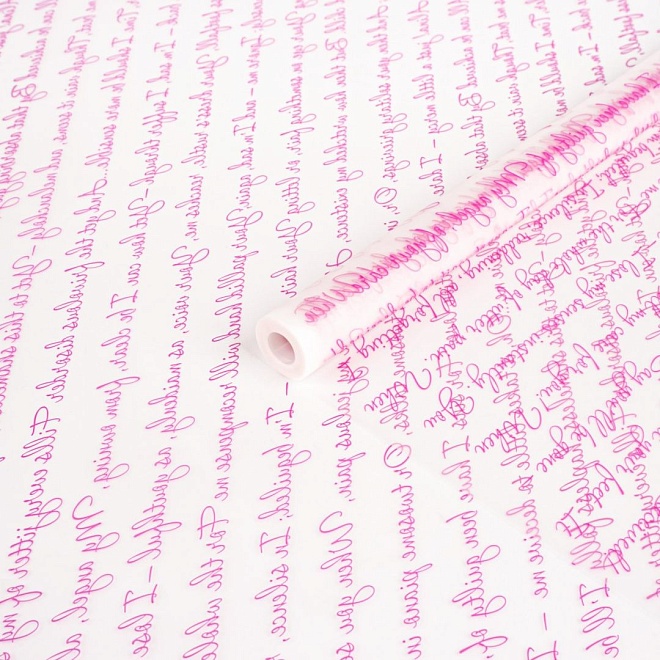 Пленка матовая 60см 200гр Слова ярко-розовый