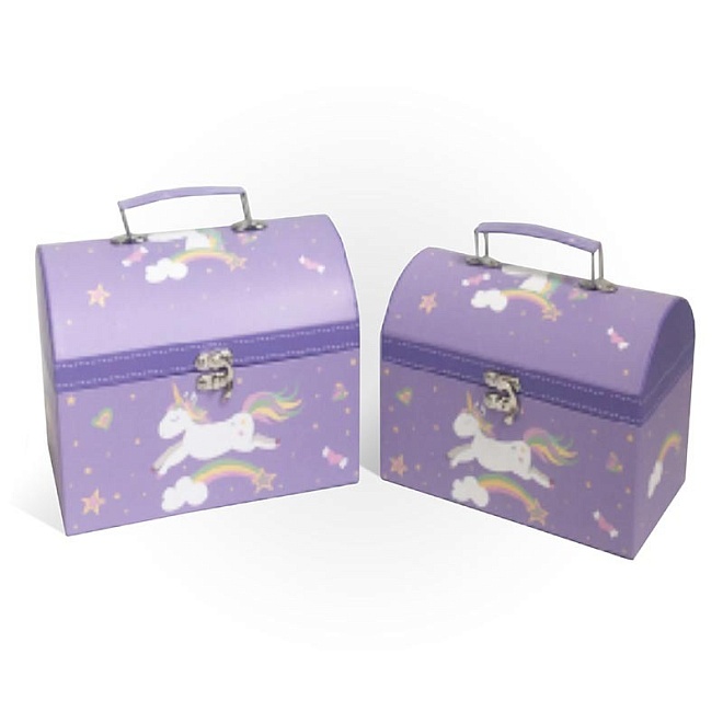 Коробка подарочная, чемодан Единорожик 21*13*15см сиреневый