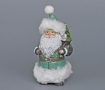 Фигурка декоративная Санта с елкой 14,5см зелено-белый