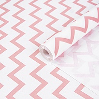 Бумага крафт белая 70см*7,5м 400г Зигзаг нежно-розовый