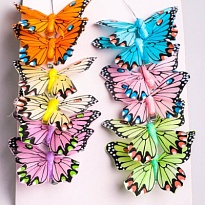 Бабочки на прищепке 8см 12шт, цветные