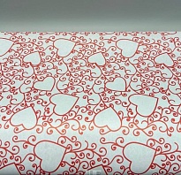 Бумага крафт белая 70см*7,5м 400г Сердечки красный