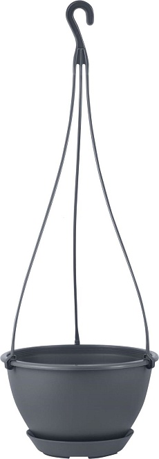 Горшок подвесной Афина d18,5 h11.3см 1.5л с поддоном вулканический серый