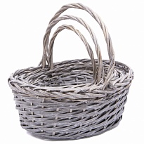 Корзина плетеная (ива) d30*20*h12*hh28 овал серый