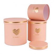 Коробка шляпная Тубус с Сердцем d20*h20см розовый