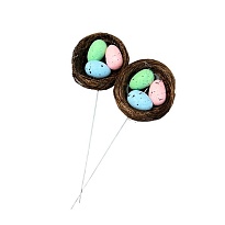 Вставка Гнезда с яйцами 2шт 26*5см, розовый, зеленый, голубой