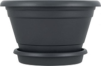Горшок Афина d17,5 h9,5см 1л с поддоном пластик вулканический серый